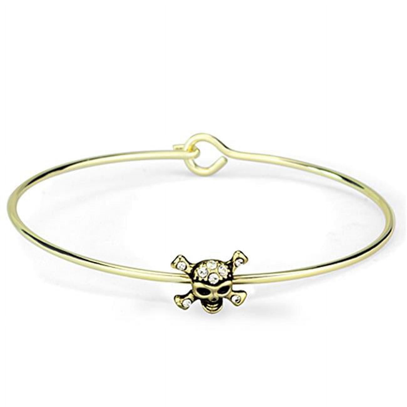 Women Flash Gold Brass Bangle with Top Grade Crystal in Clear - 7 in.