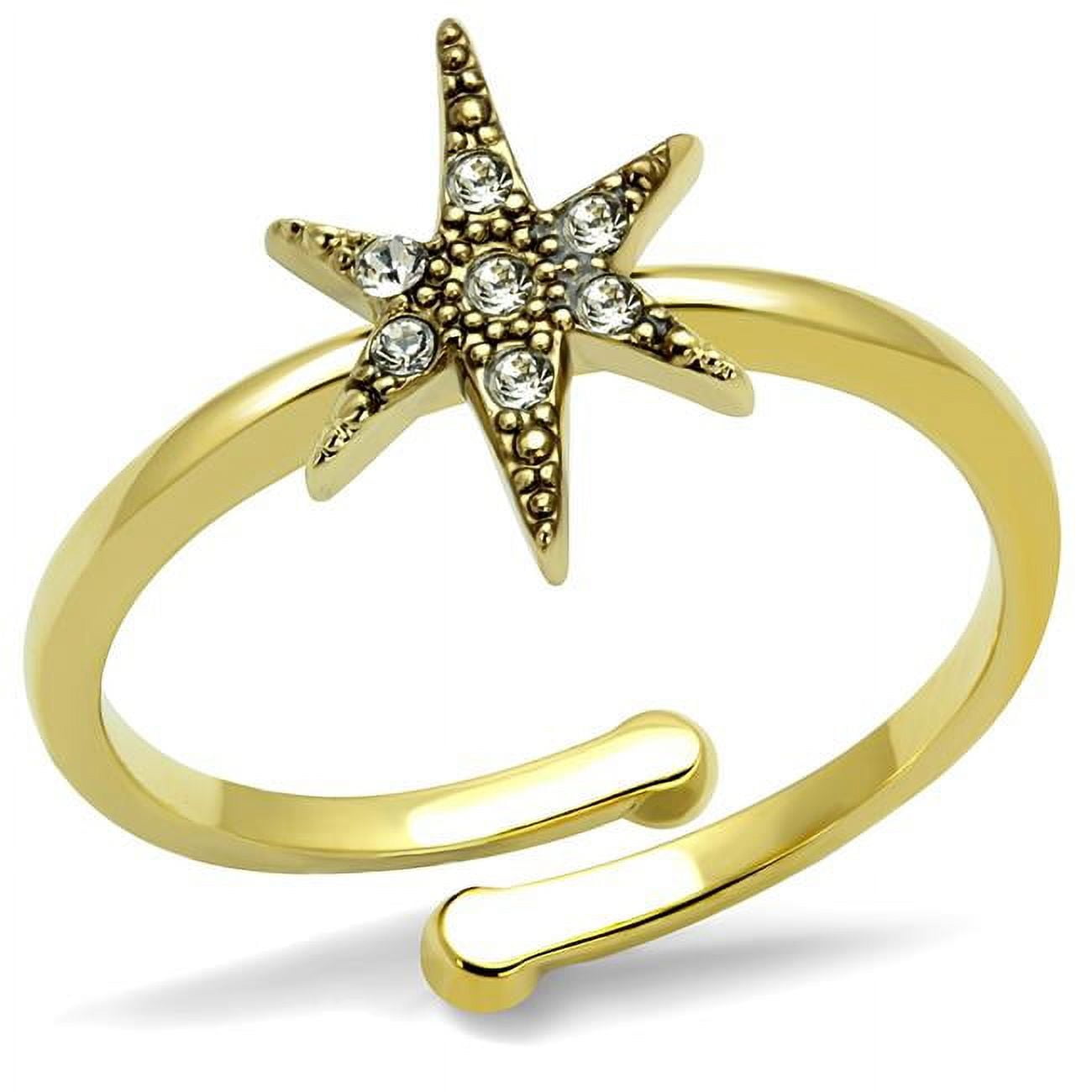 Women Flash Gold Brass Ring with Top Grade Crystal in Clear - Size 8