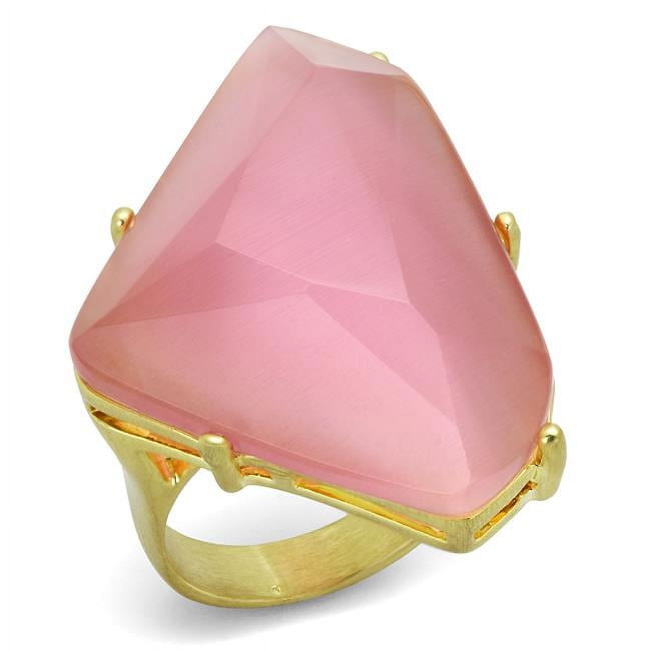 Women Gold & Brush Brass Ring with Synthetic in Rose - Size 8
