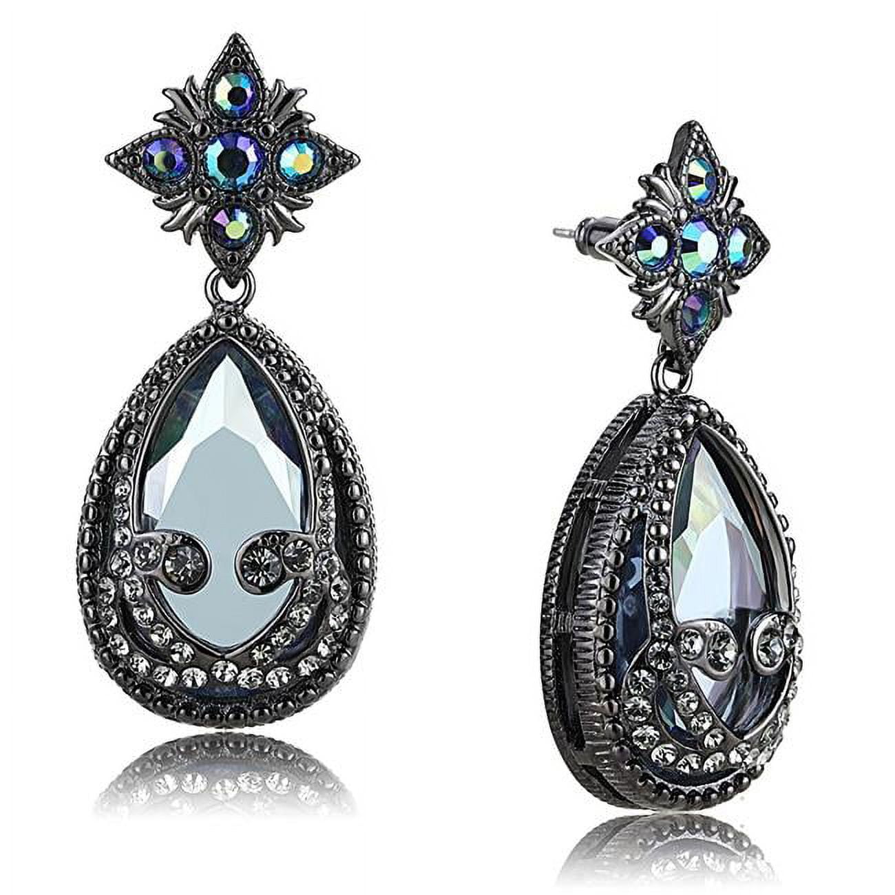 Picture of Alamode LO4201 Women TIN Cobalt Black Brass Earrings with AAA Grade CZ in Clear