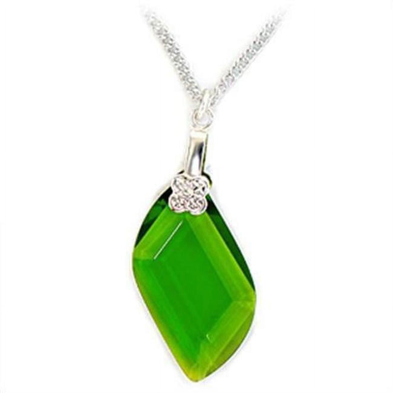 Picture of Alamode LOA162-18 Women Rhodium Brass Chain Pendant with Synthetic in Peridot - 18 in.