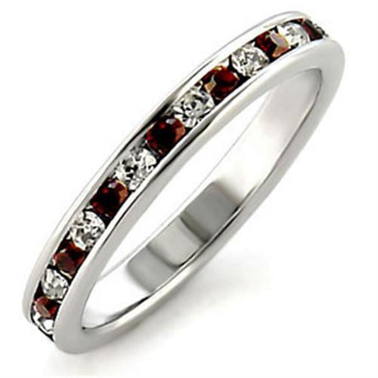 Picture of Alamode LOA508-8 Women High-Polished 925 Sterling Silver Ring with Top Grade Crystal in Garnet - Size 8
