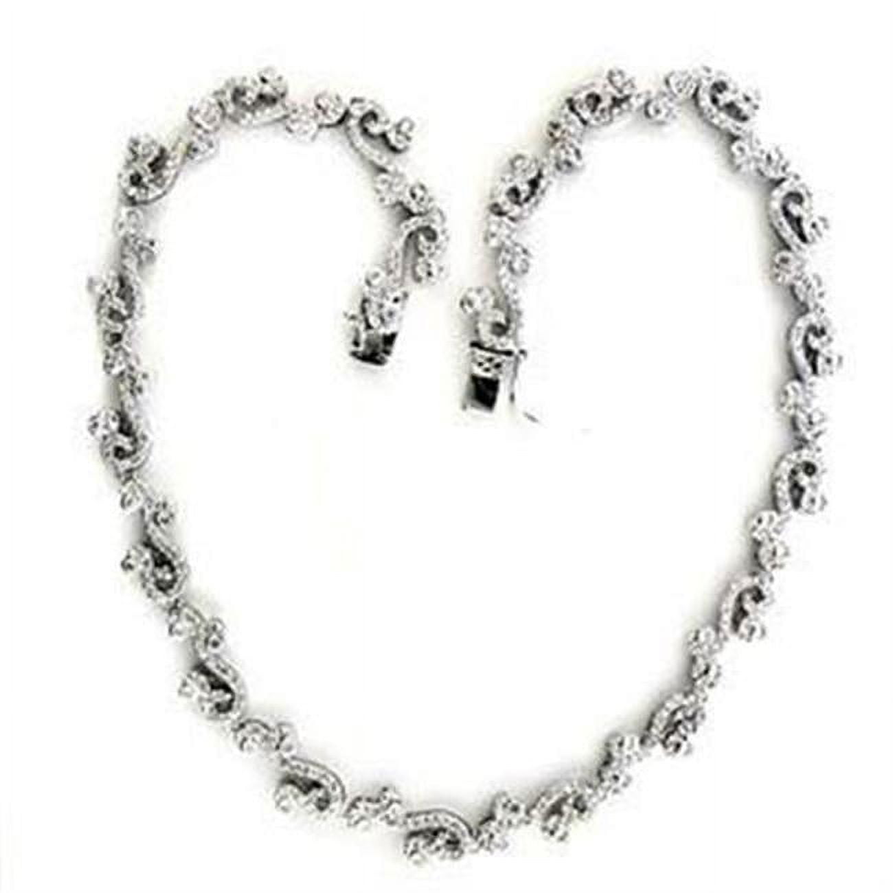 LOA558-16 Women Rhodium 925 Sterling Silver Necklace with AAA Grade CZ in Clear - 16 in -  Alamode