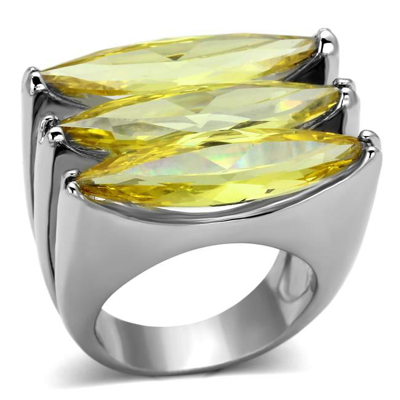 Women Rhodium Brass Ring with AAA Grade CZ in Topaz - Size 8