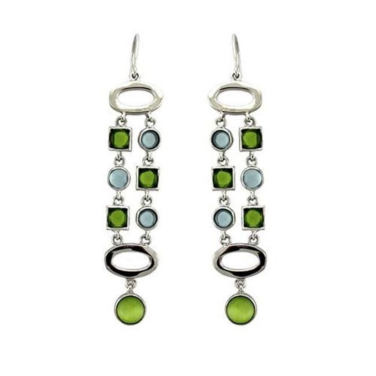 Picture of Alamode LOAS1334 Women Rhodium 925 Sterling Silver Earrings with AAA Grade CZ in Peridot