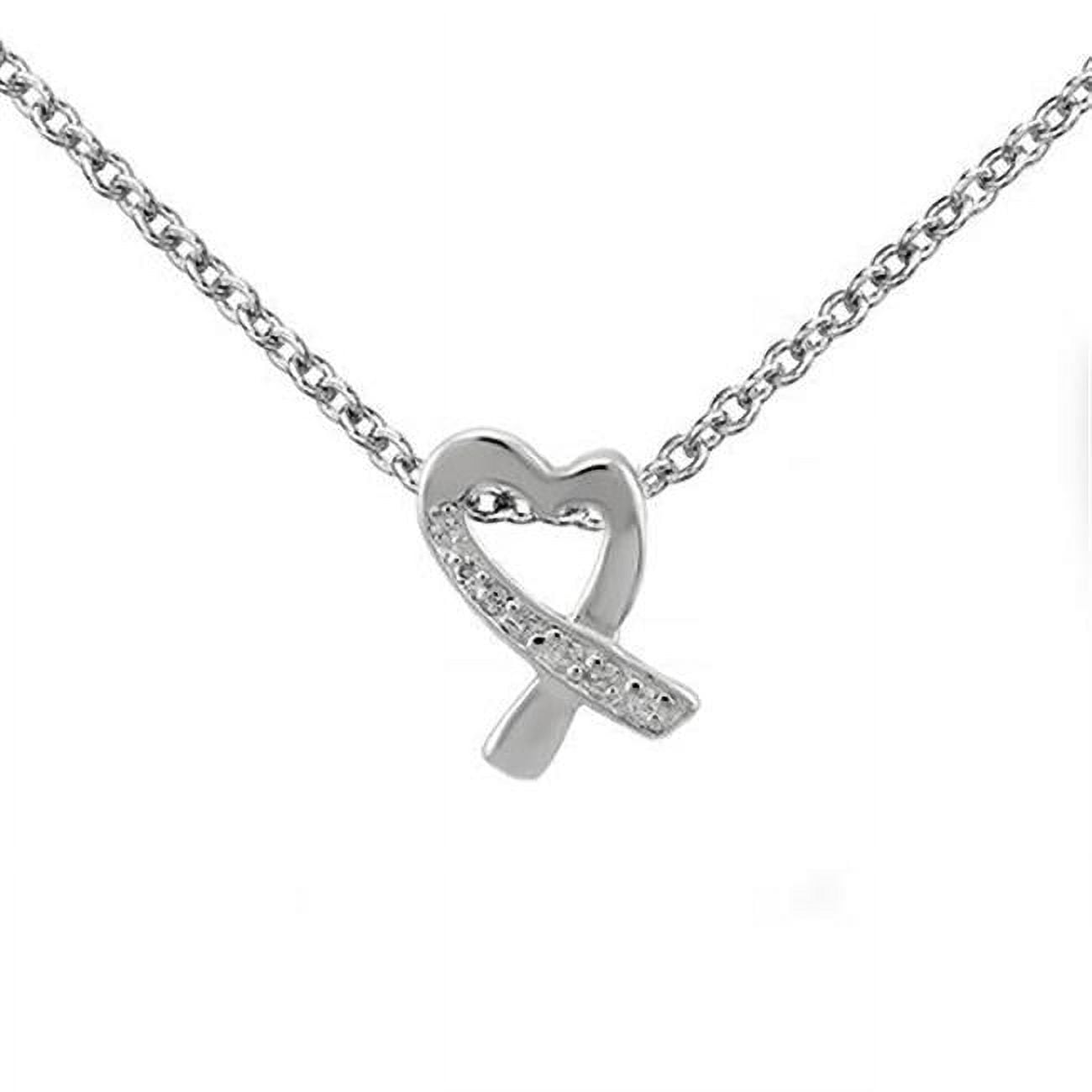 Picture of Alamode LOAS1339-16 Women High Polished 925 Sterling Silver Chain Pendant with AAA Grade CZ in Clear - 16 in.