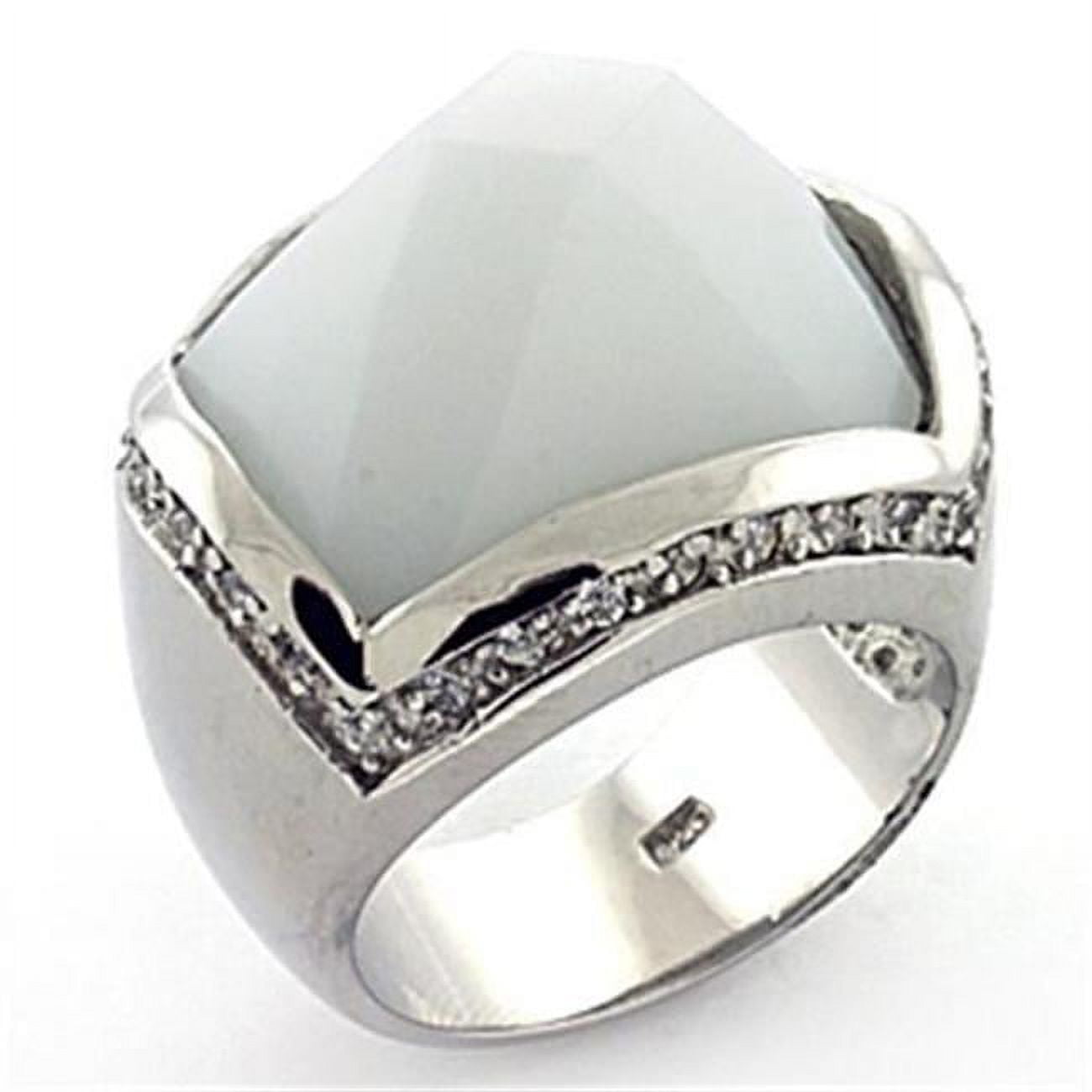 Picture of Alamode LOAS770-8 Women Rhodium 925 Sterling Silver Ring with Synthetic in White - Size 8