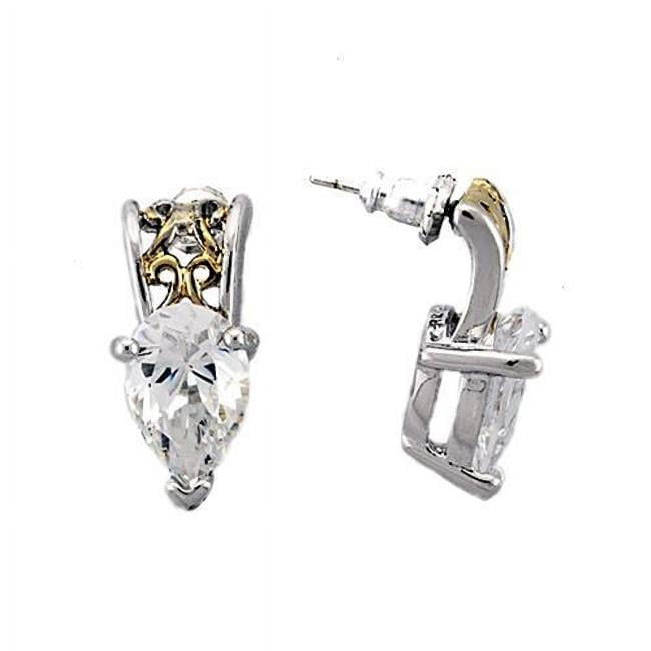 Picture of Alamode LOAS782 Women Reverse Two-Tone 925 Sterling Silver Earrings with AAA Grade CZ in Clear