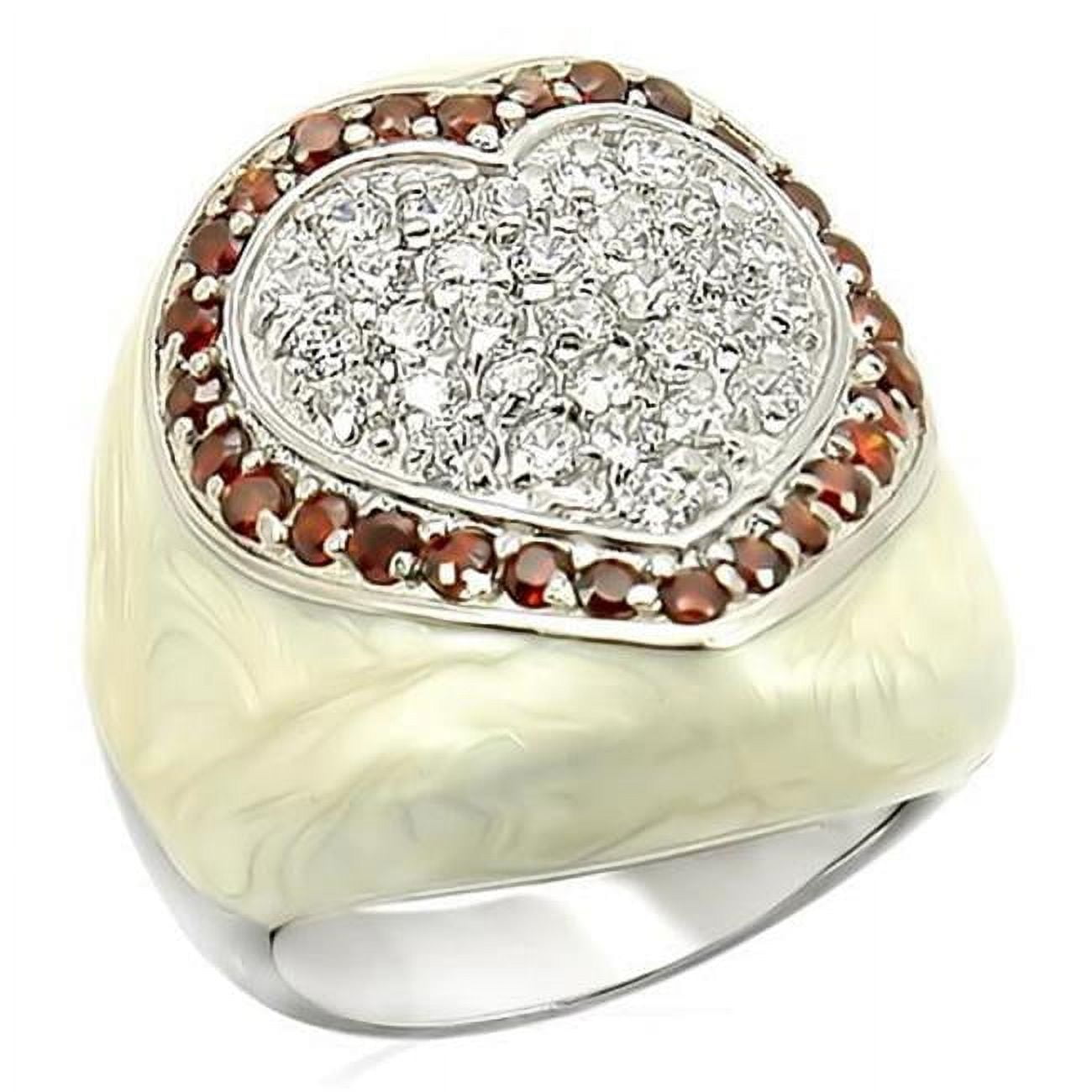 Women Rhodium 925 Sterling Silver Ring with AAA Grade CZ in Garnet - Size 7