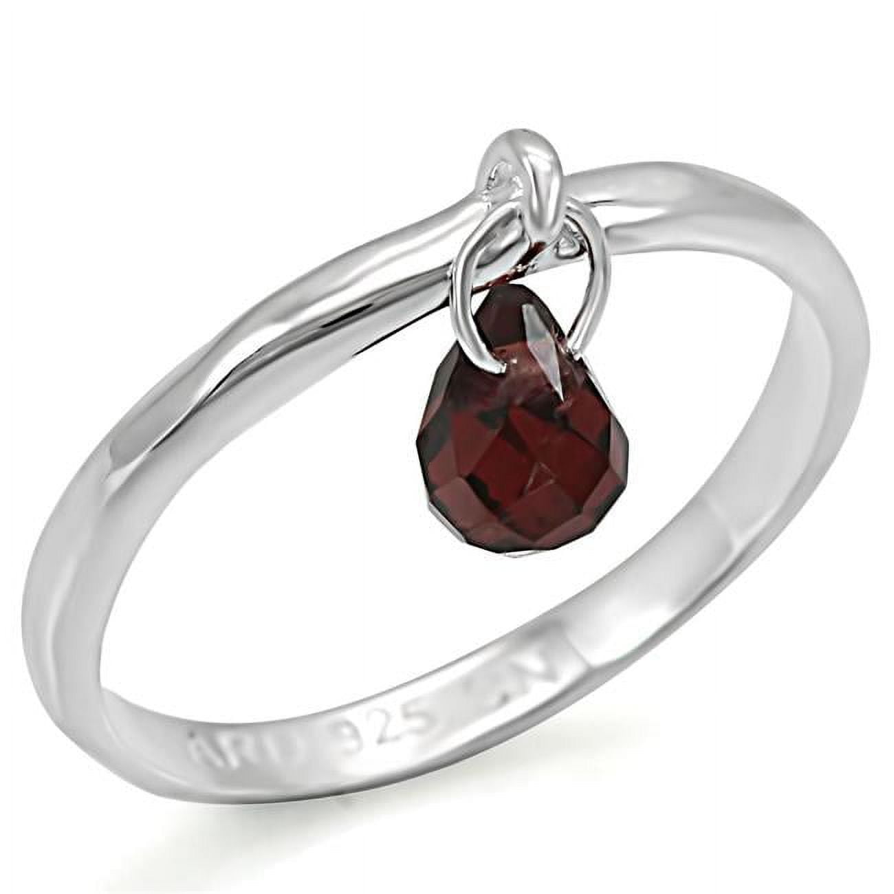Women Silver 925 Sterling Silver Ring with Genuine Stone in Garnet - Size 8