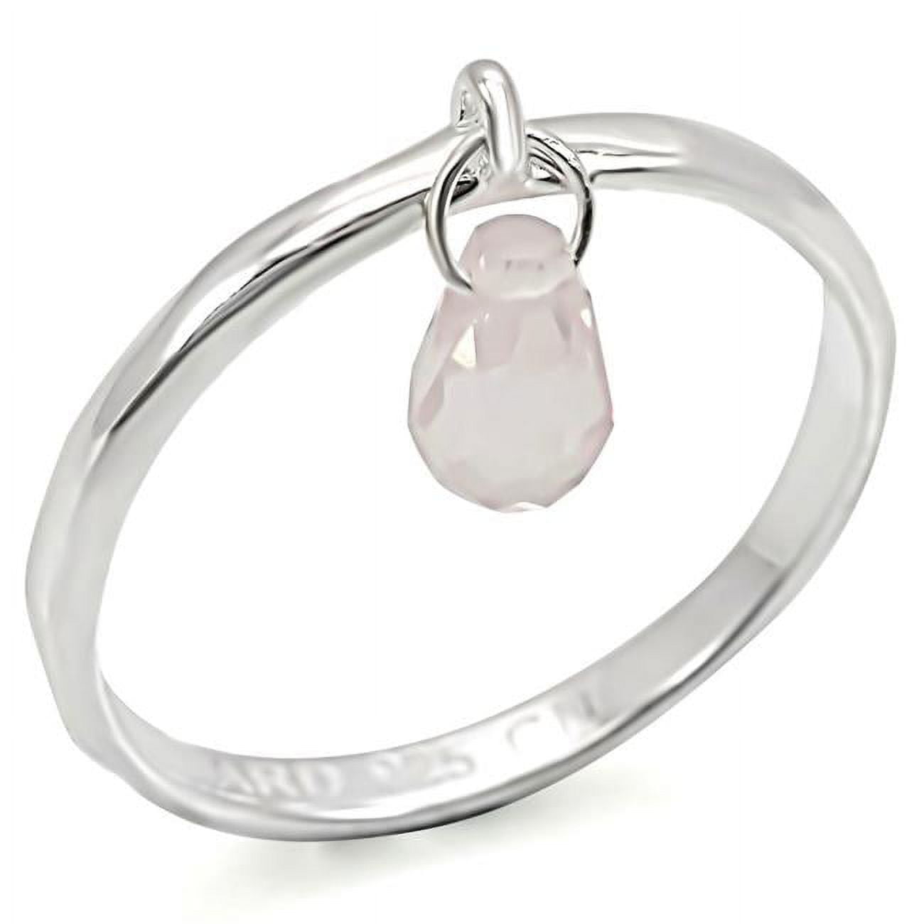 Picture of Alamode LOS323-10 Women Silver 925 Sterling Silver Ring with Genuine Stone in Light Rose - Size 10