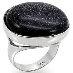 LOS401-8 Women Rhodium 925 Sterling Silver Ring with Blue Sand in Montana - Size 8