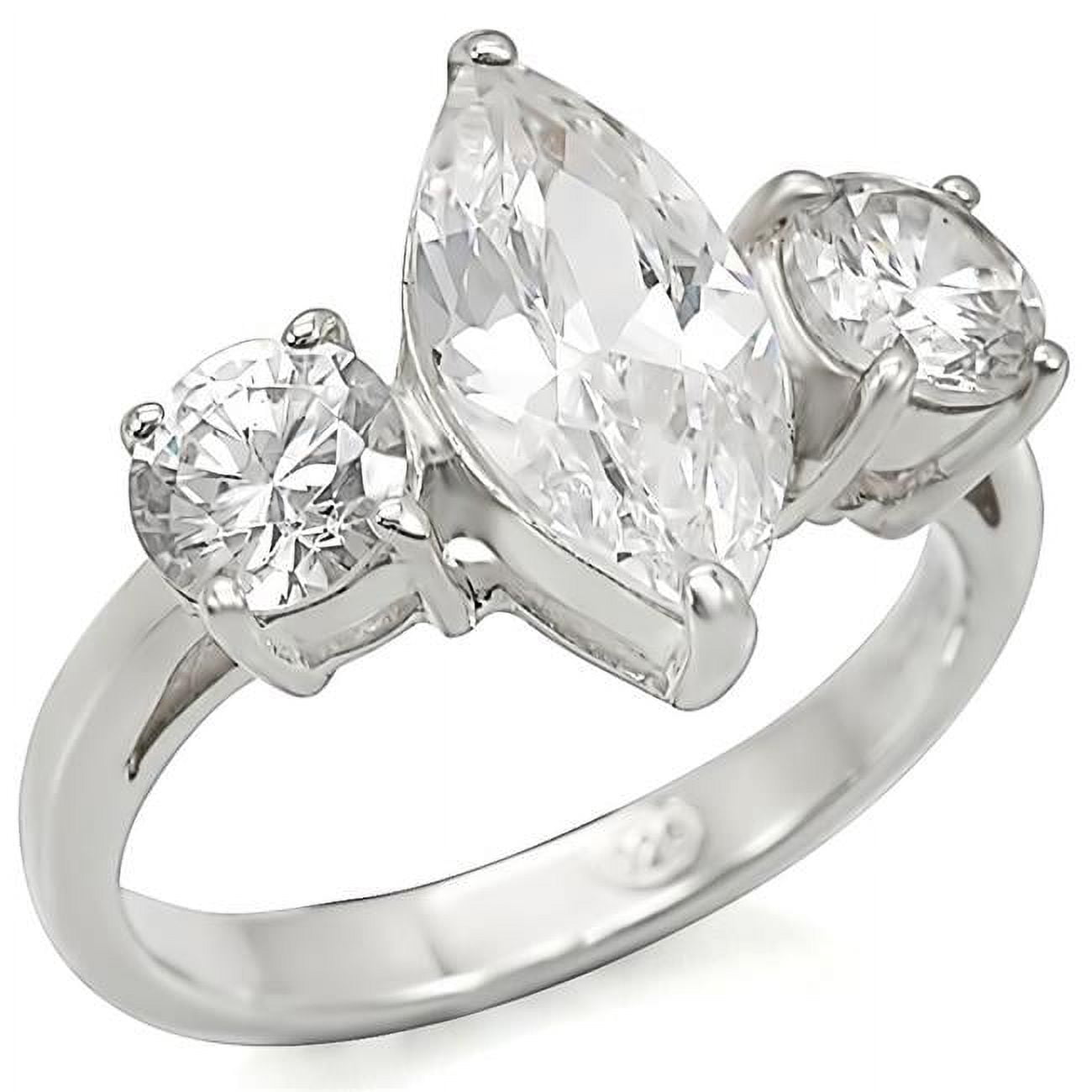 Women Silver 925 Sterling Silver Ring with AAA Grade CZ in Clear - Size 8