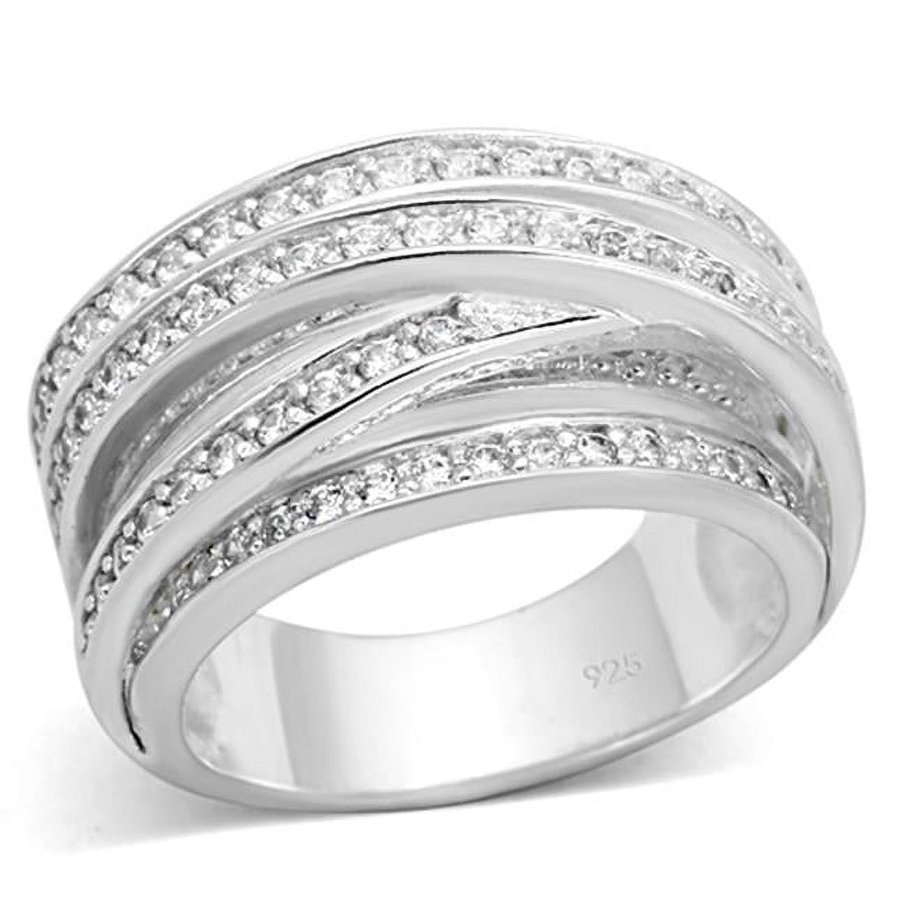 Women Silver 925 Sterling Silver Ring with AAA Grade CZ in Clear - Size 8
