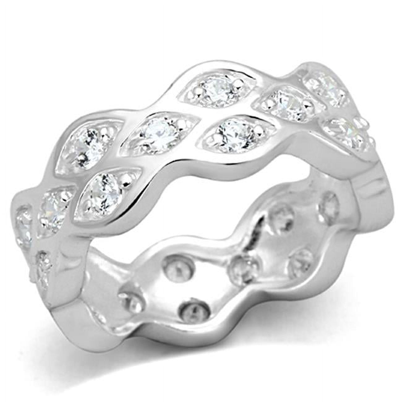 Women Rhodium 925 Sterling Silver Ring with AAA Grade CZ in Clear - Size 7