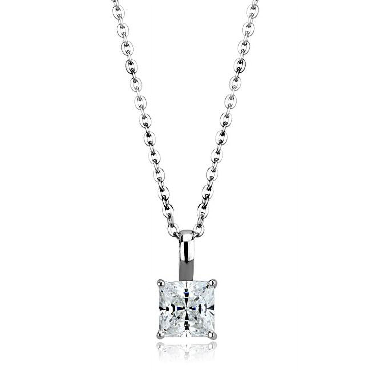 Picture of Alamode LOS894-18 Women Rhodium 925 Sterling Silver Chain Pendant with AAA Grade CZ in Clear - 18 in.