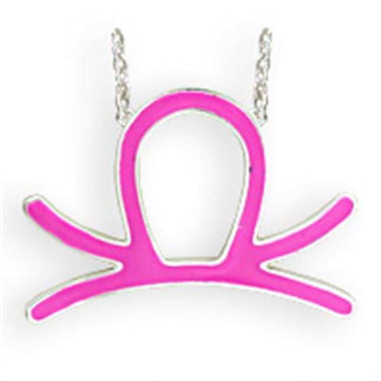 Picture of Alamode SNK01PINK-18 Women Silver Brass Chain Pendant with Epoxy in Rose - 18 in.