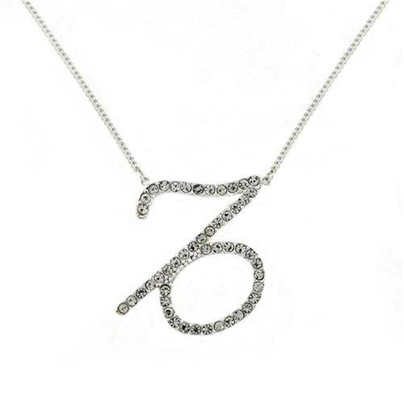 Picture of Alamode SNK04-18 Women Silver Brass Chain Pendant with Top Grade Crystal in Clear - 18 in.