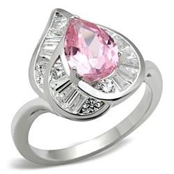 Women Silver 925 Sterling Silver Ring with AAA Grade CZ in Rose - Size 6
