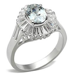 Women Silver 925 Sterling Silver Ring with AAA Grade CZ in Clear - Size 9