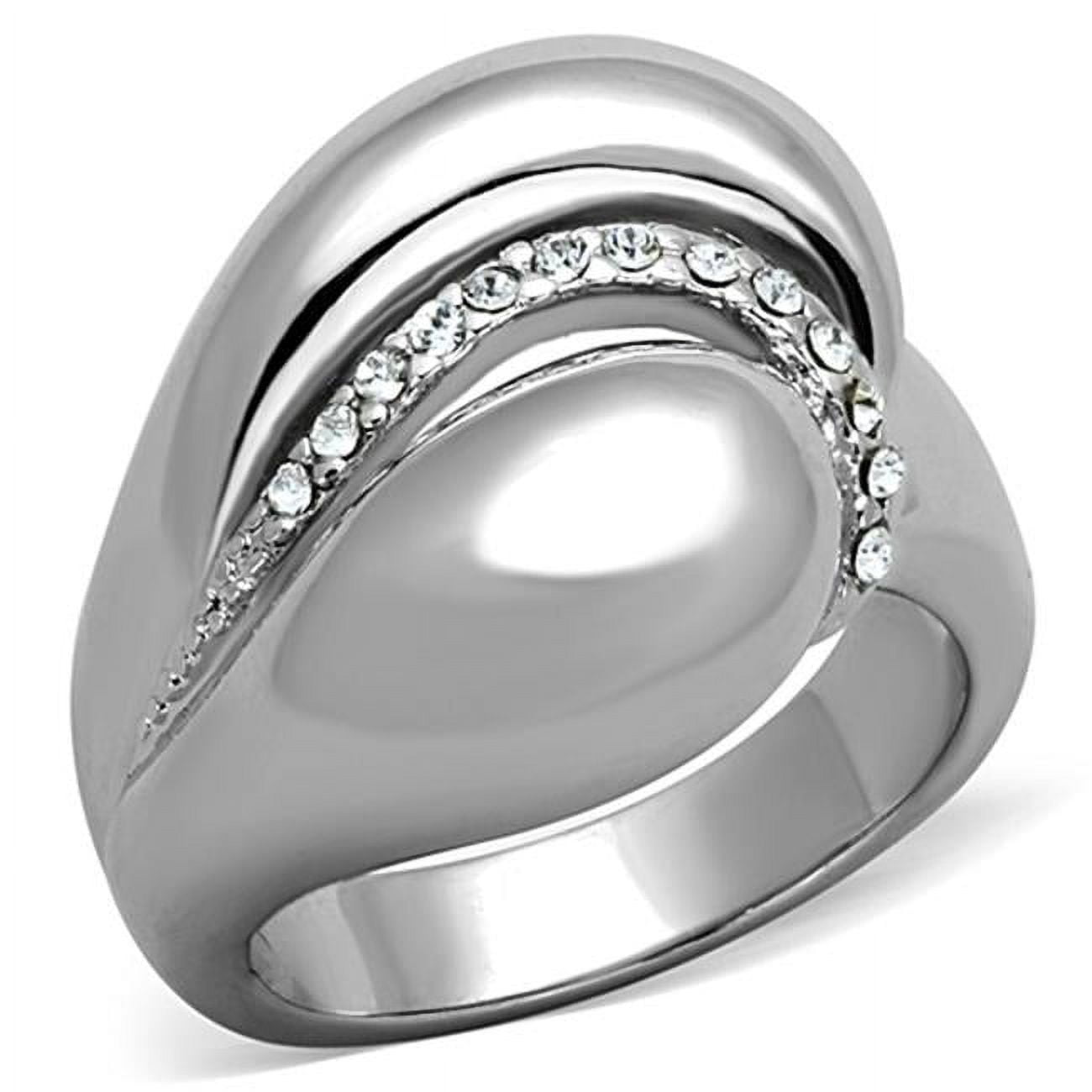 Picture of Alamode 3W586-5 Rhodium Brass Ring with Top Grade Crystal, Clear - Size 5