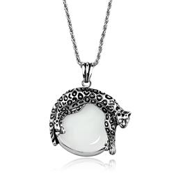 Picture of Alamode 3W908-26.5 26.5 in. Rhodium Brass Magnifier Pendant with Synthetic Glass&#44; Clear