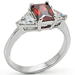 Picture of Alamode 6X069-6 High-Polished 925 Sterling Silver Ring with AAA Grade CZ&#44; Garnet - Size 6