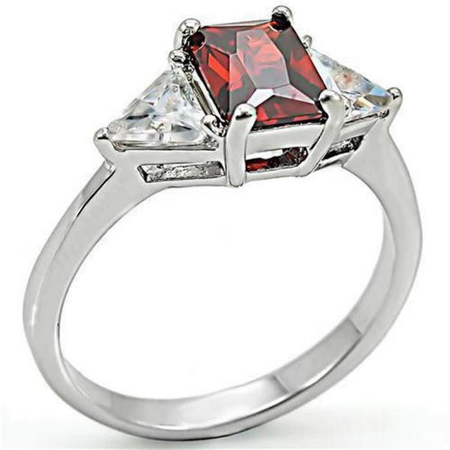Picture of Alamode 6X069-7 High-Polished 925 Sterling Silver Ring with AAA Grade CZ&#44; Garnet - Size 7