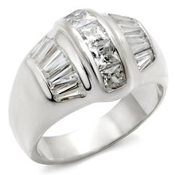 Picture of Alamode 7X159-5 Rhodium 925 Sterling Silver Ring with AAA Grade CZ, Clear - Size 5