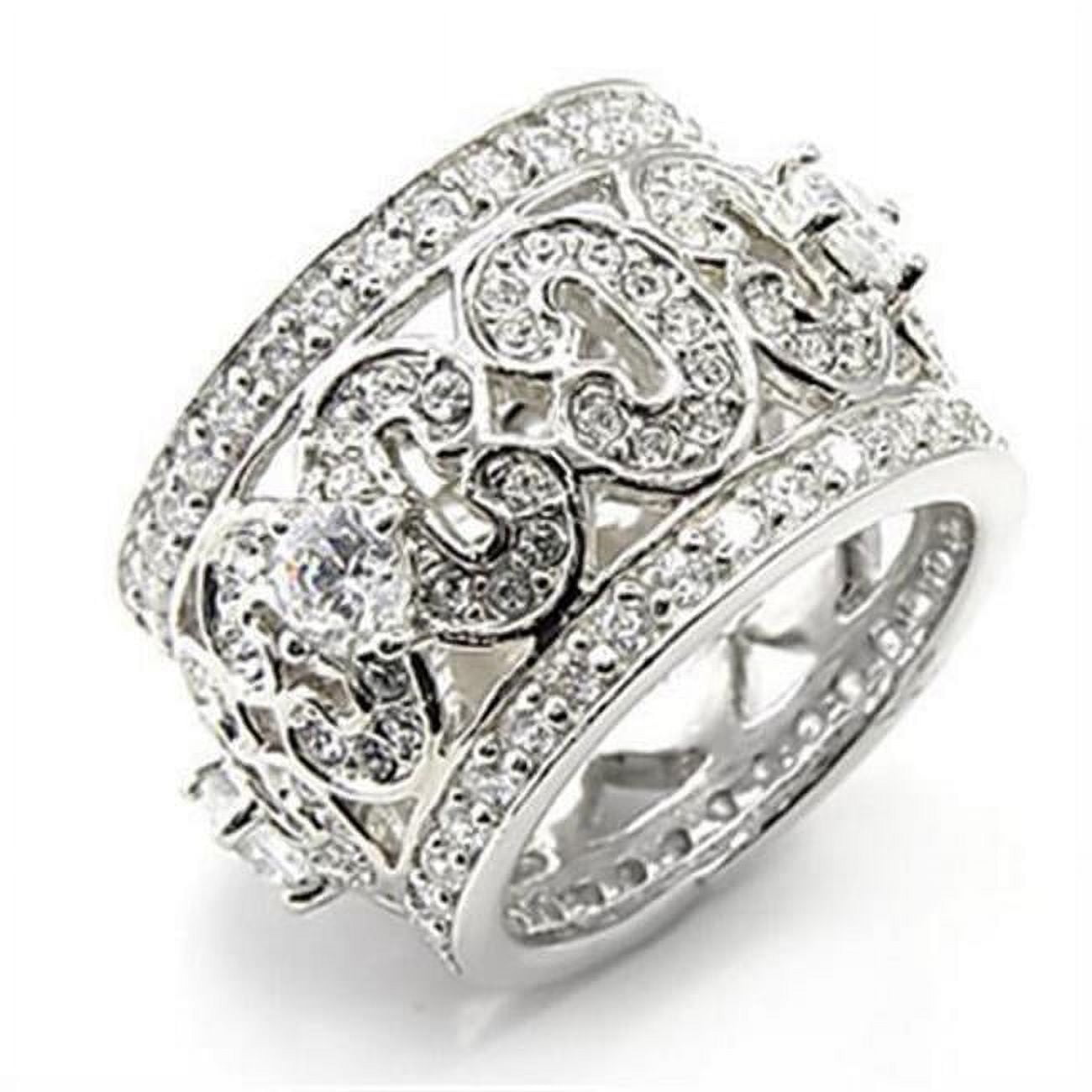 Picture of Alamode 7X182-8 Rhodium 925 Sterling Silver Ring with AAA Grade CZ&#44; Clear - Size 8