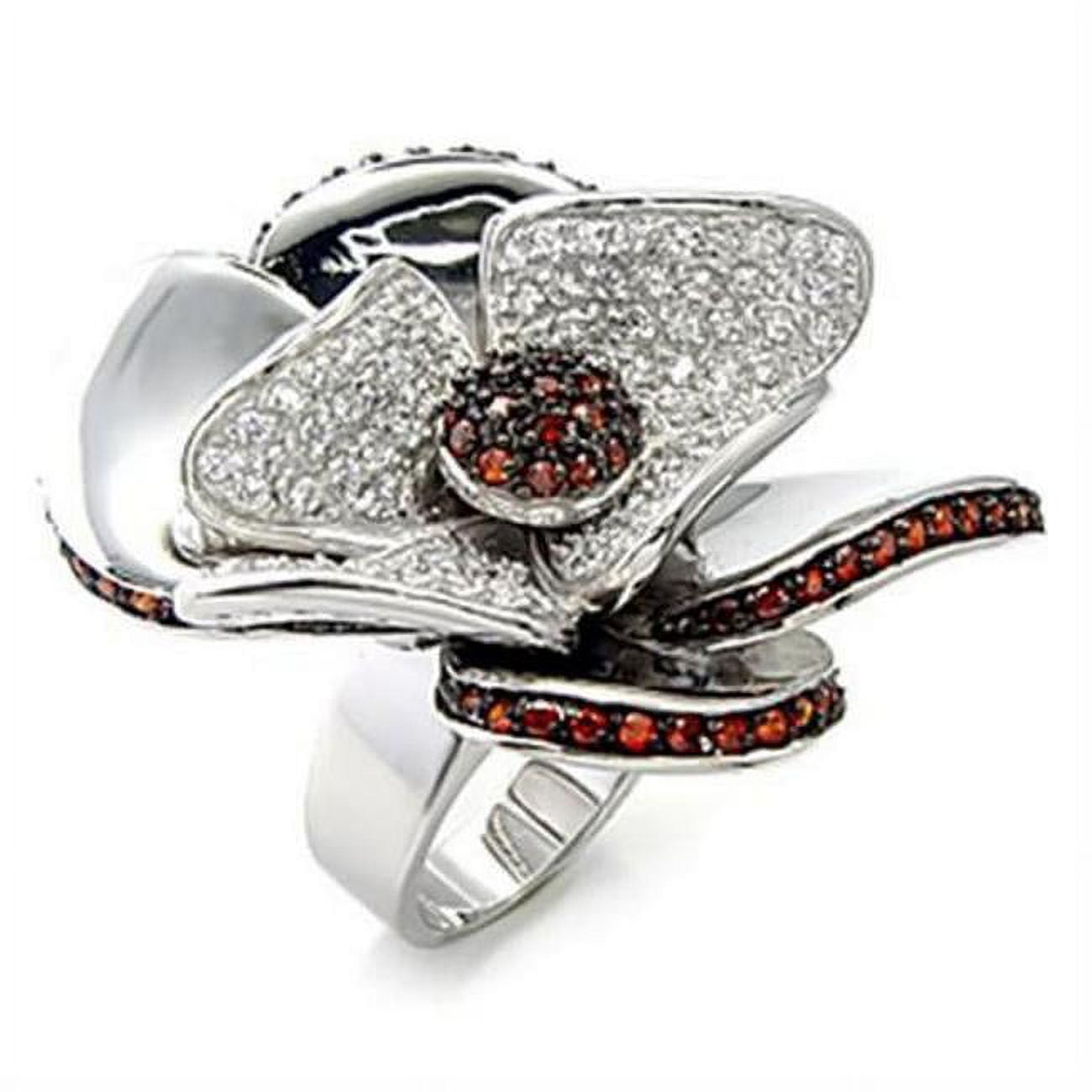 Picture of Alamode 7X191-6 Rhodium & Ruthenium 925 Sterling Silver Ring with AAA Grade CZ&#44; Garnet - Size 6