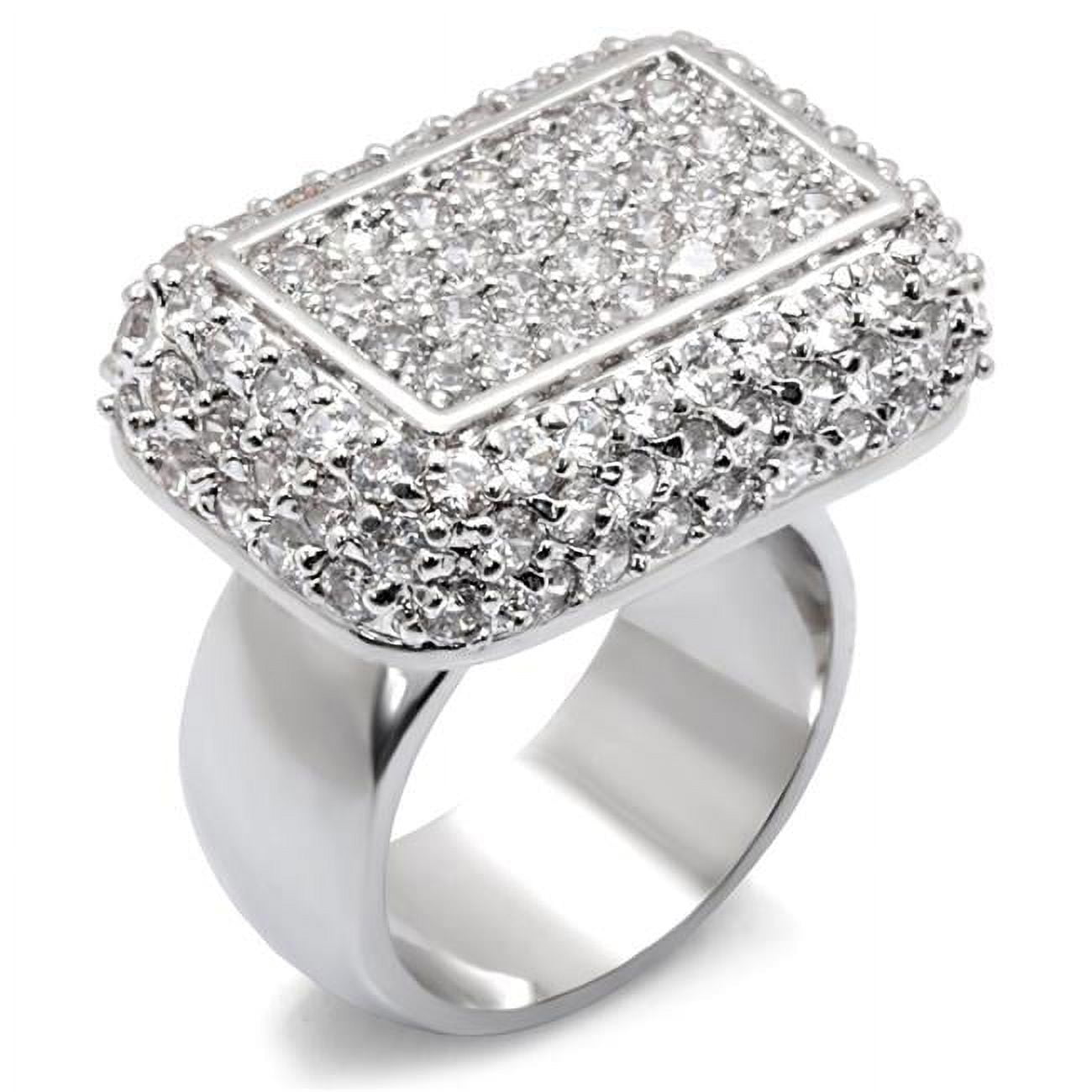 Picture of Alamode 7X196-6 Rhodium 925 Sterling Silver Ring with AAA Grade CZ, Clear - Size 6