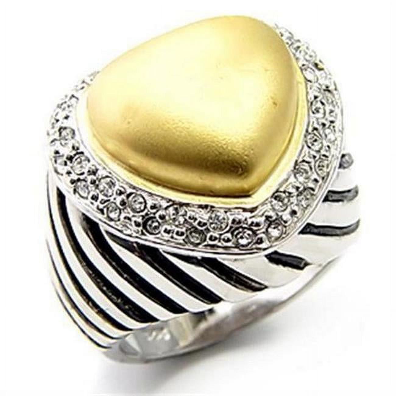 Picture of Alamode 7X246-9 Matte Gold & Rhodium 925 Sterling Silver Ring with AAA Grade CZ&#44; Clear - Size 9