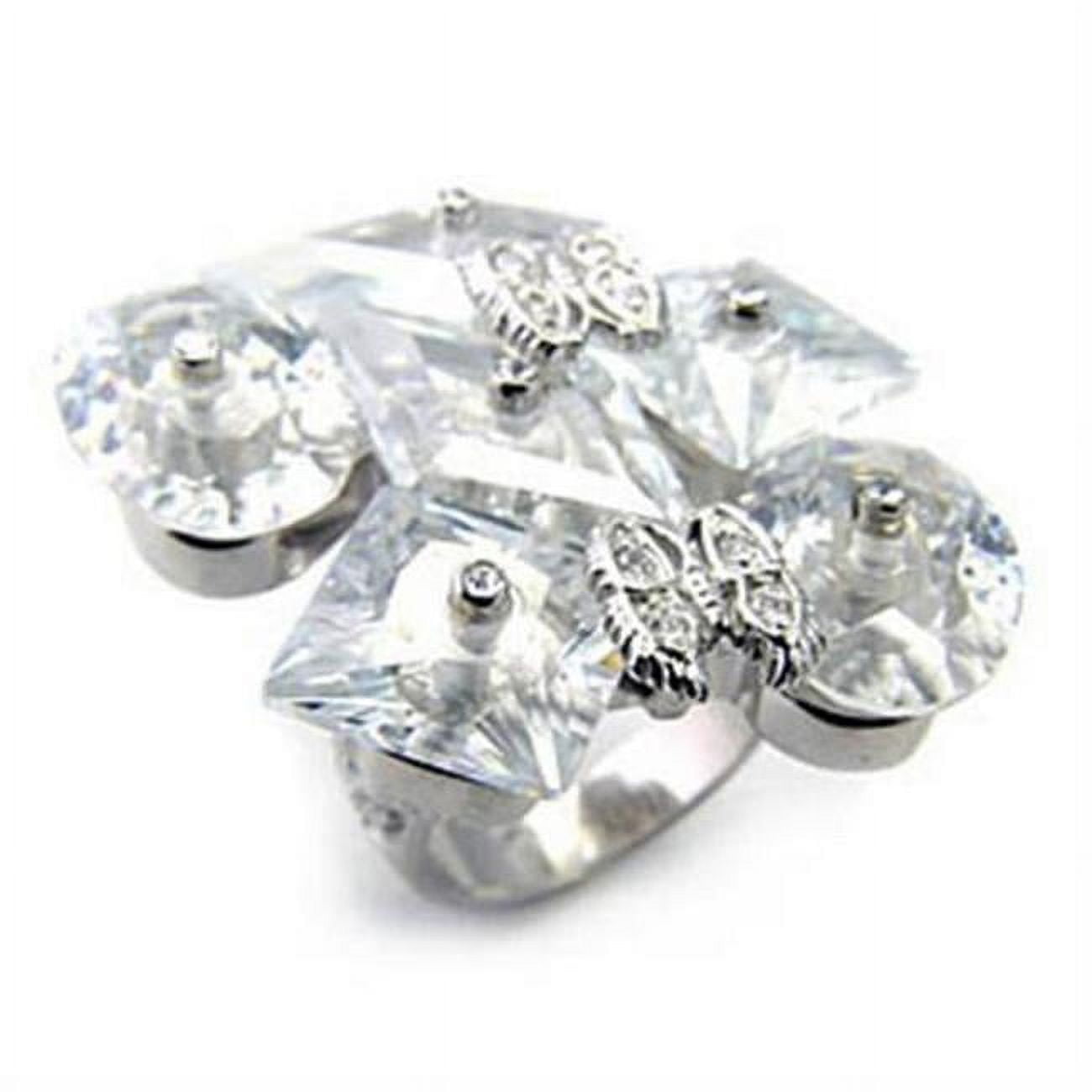 Picture of Alamode 7X350-6 Rhodium 925 Sterling Silver Ring with AAA Grade CZ&#44; Clear - Size 6