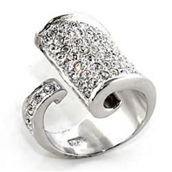 Picture of Alamode 7X428-6 Rhodium 925 Sterling Silver Ring with Top Grade Crystal&#44; Clear - Size 6