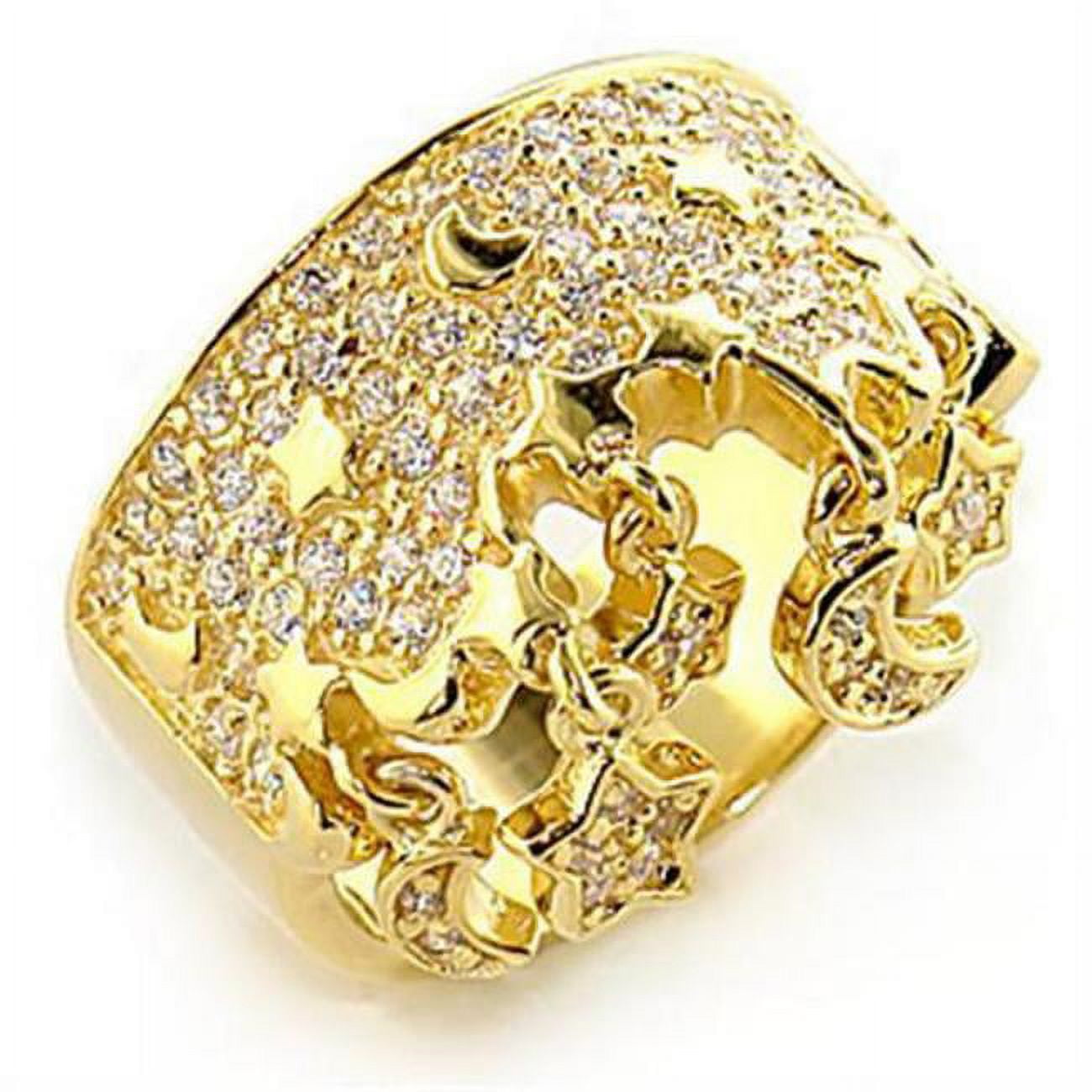 Picture of Alamode 8X014-6 Gold 925 Sterling Silver Ring with AAA Grade CZ&#44; Clear - Size 6
