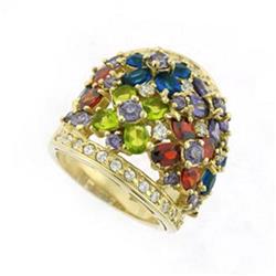 Picture of Alamode 8X114-8 Gold 925 Sterling Silver Ring with AAA Grade CZ&#44; Multi Color - Size 8