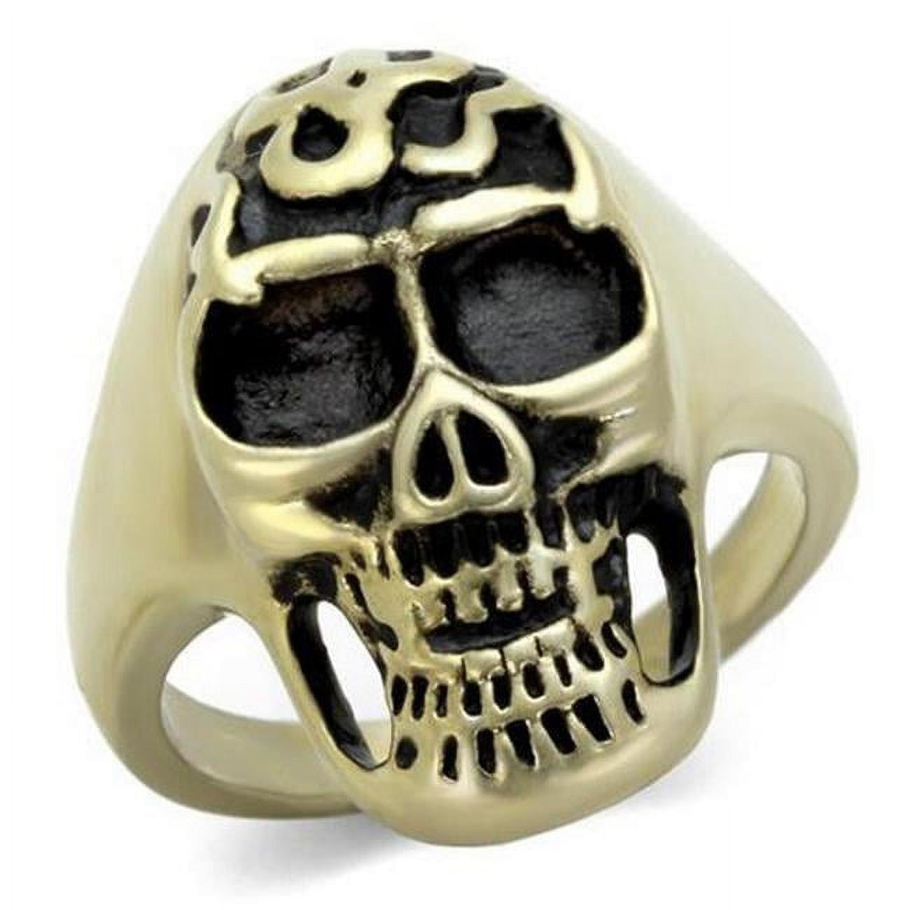 IP Antique Copper Stainless Steel Ring with Epoxy, Jet - Size 13