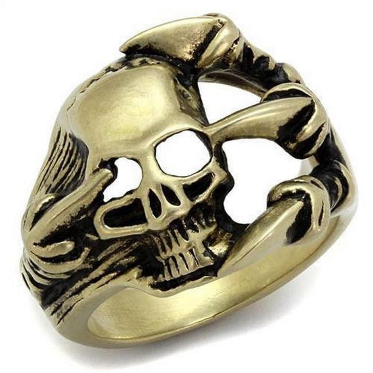 IP Antique Copper Stainless Steel Ring with Epoxy, Jet - Size 8