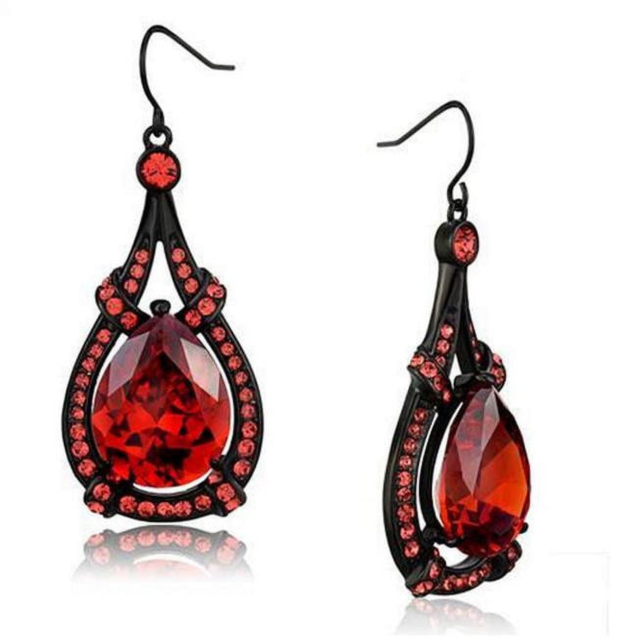 Picture of Alamode TK2531 IP Black Ion Plating Stainless Steel Earrings with AAA Grade CZ&#44; Orange