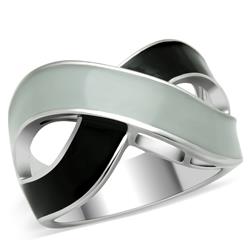 Rhodium Stainless Steel Ring with Epoxy, No Stone - Size 6