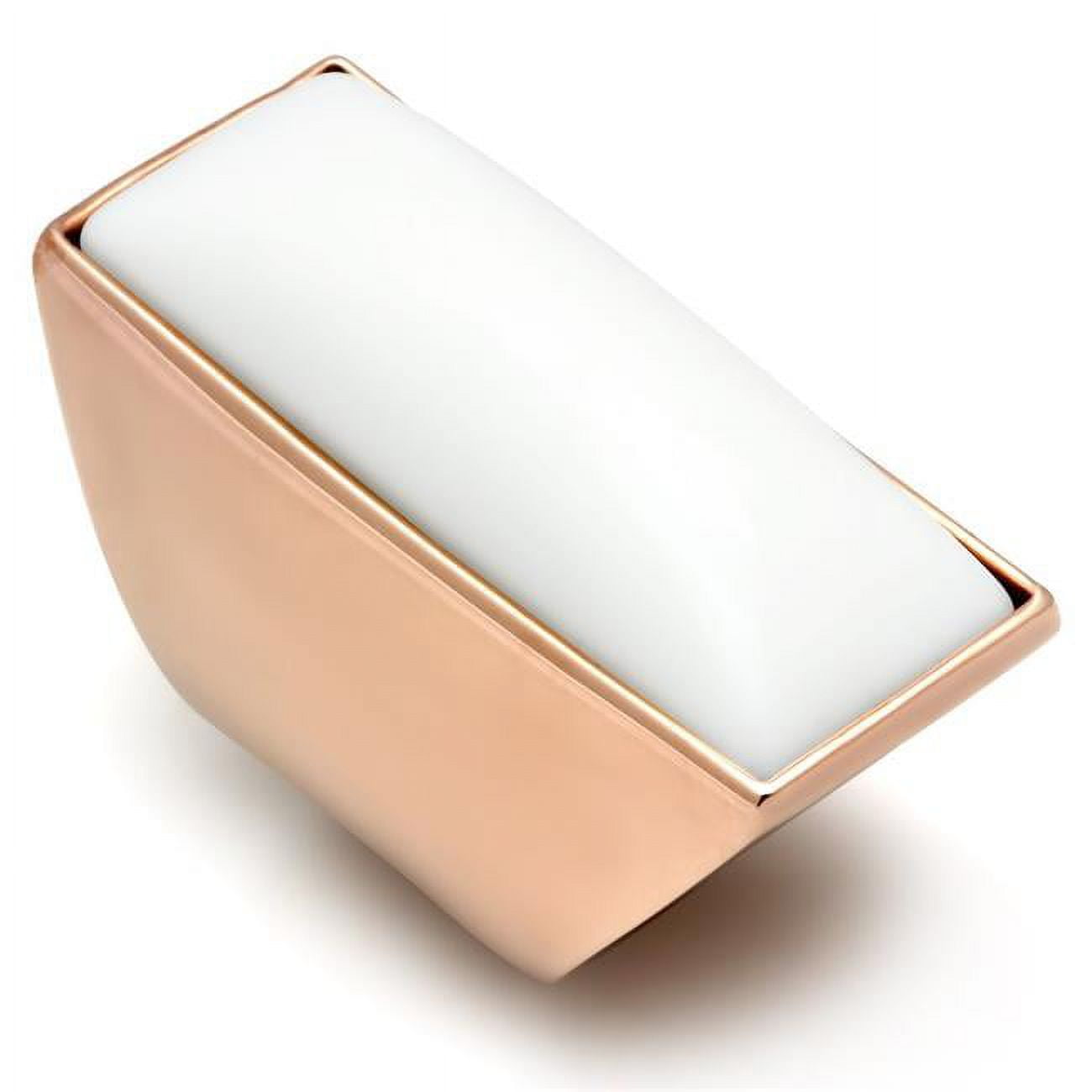 Picture of Alamode GL164-7 IP Rose Gold Ion Plating Brass Ring with Synthetic Stone, White - Size 7