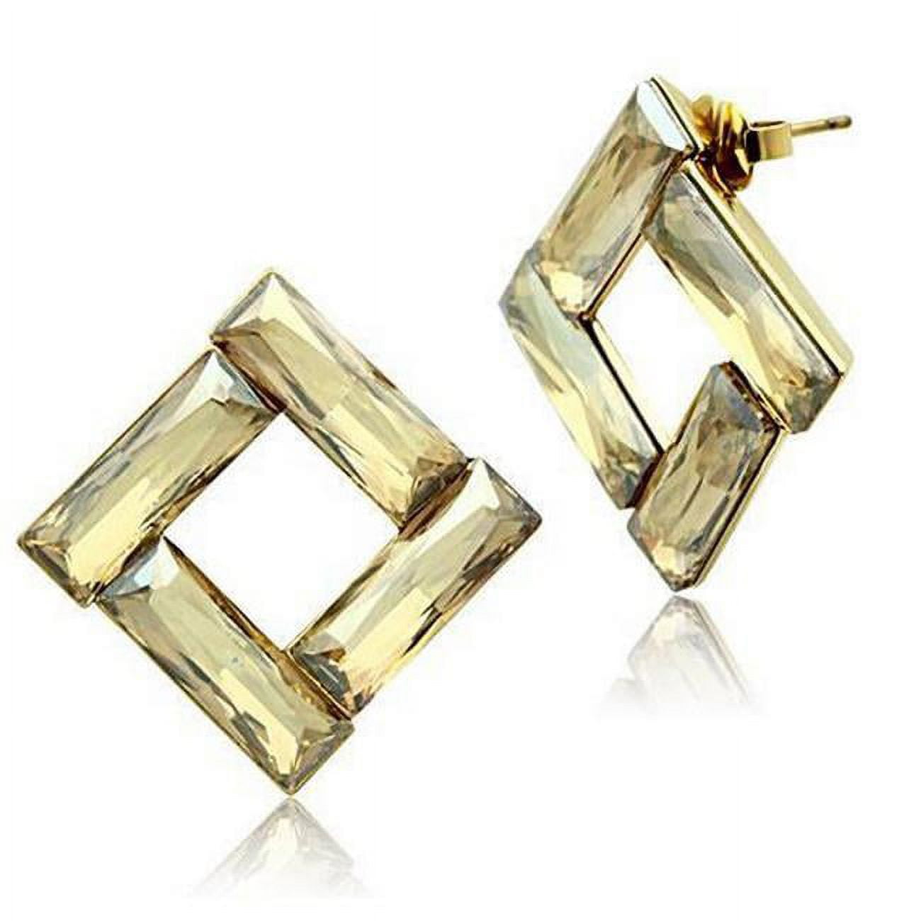 Picture of Alamode GL344 IP Gold Ion Plating Brass Earrings with Top Grade Crystal&#44; Topaz
