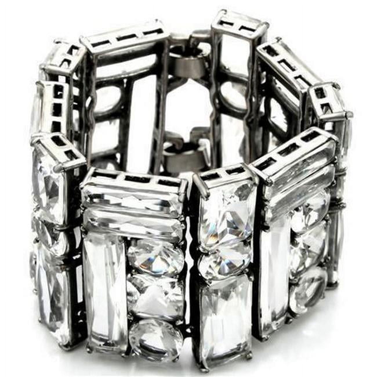 Picture of Alamode LO1135-7.5 7.5 in. Antique Silver Brass Bracelet with Synthetic Glass&#44; Clear
