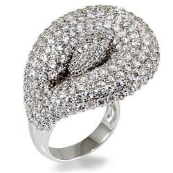 Rhodium Brass Ring with AAA Grade CZ, Clear - Size 8