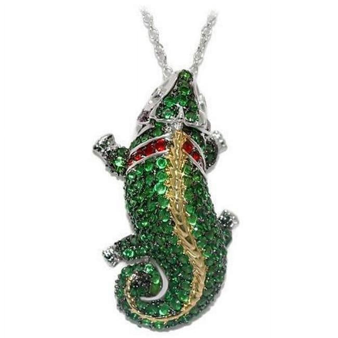 Picture of Alamode LO1568-16 16 in. Rhodium&#44; Gold & Ruthenium Brass Chain Pendant with AAA Grade CZ - Multi Color