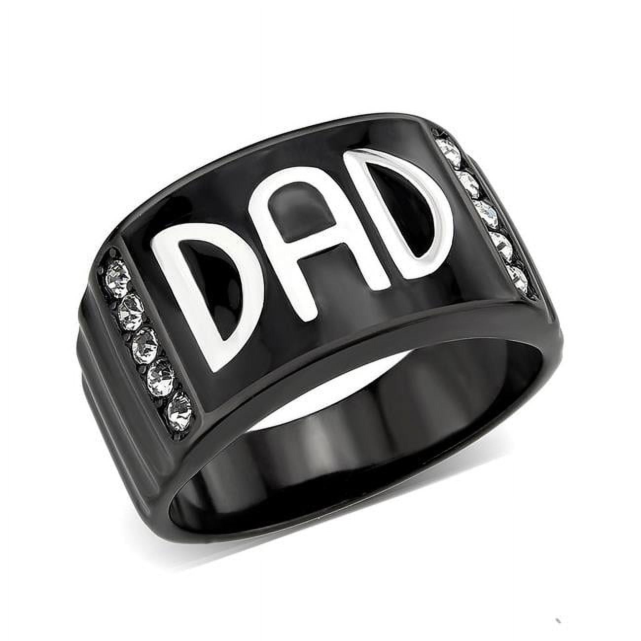 TK3759-13 Two Tone IP Black Ion Plating Stainless Steel Ring with Top Grade Crystal, Clear - Size 13