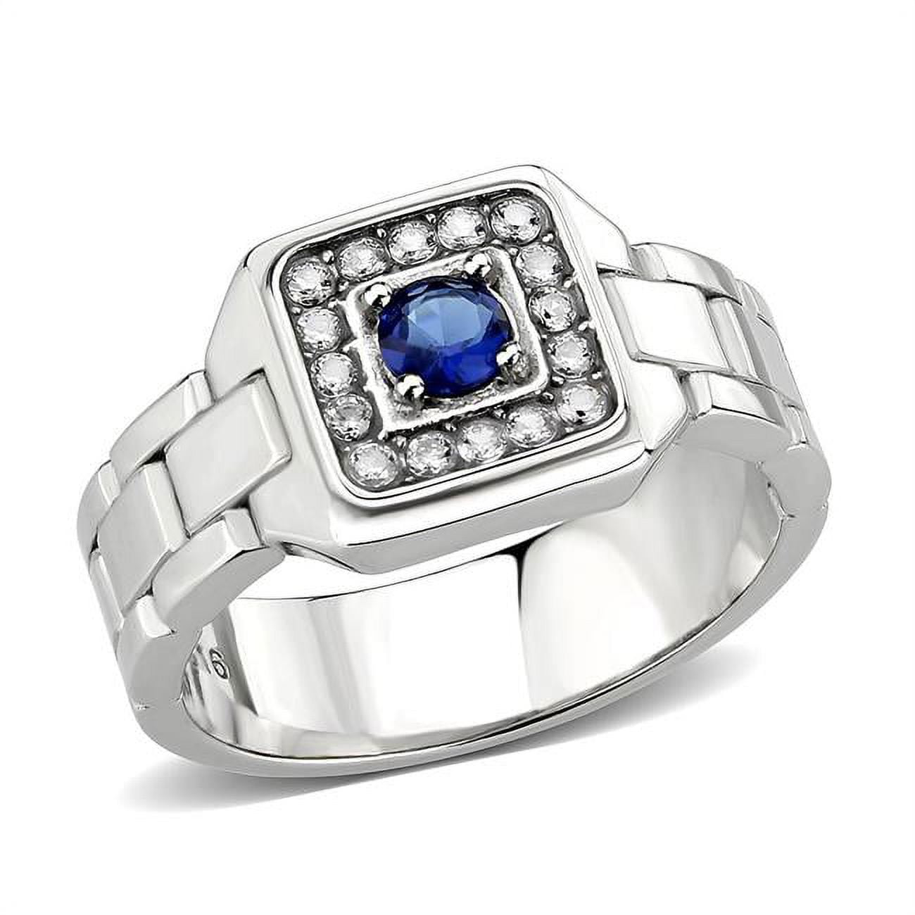 TK3771-9 High Polished No Plating Stainless Steel Ring with Synthetic Stone, Montana Blue - Size 9