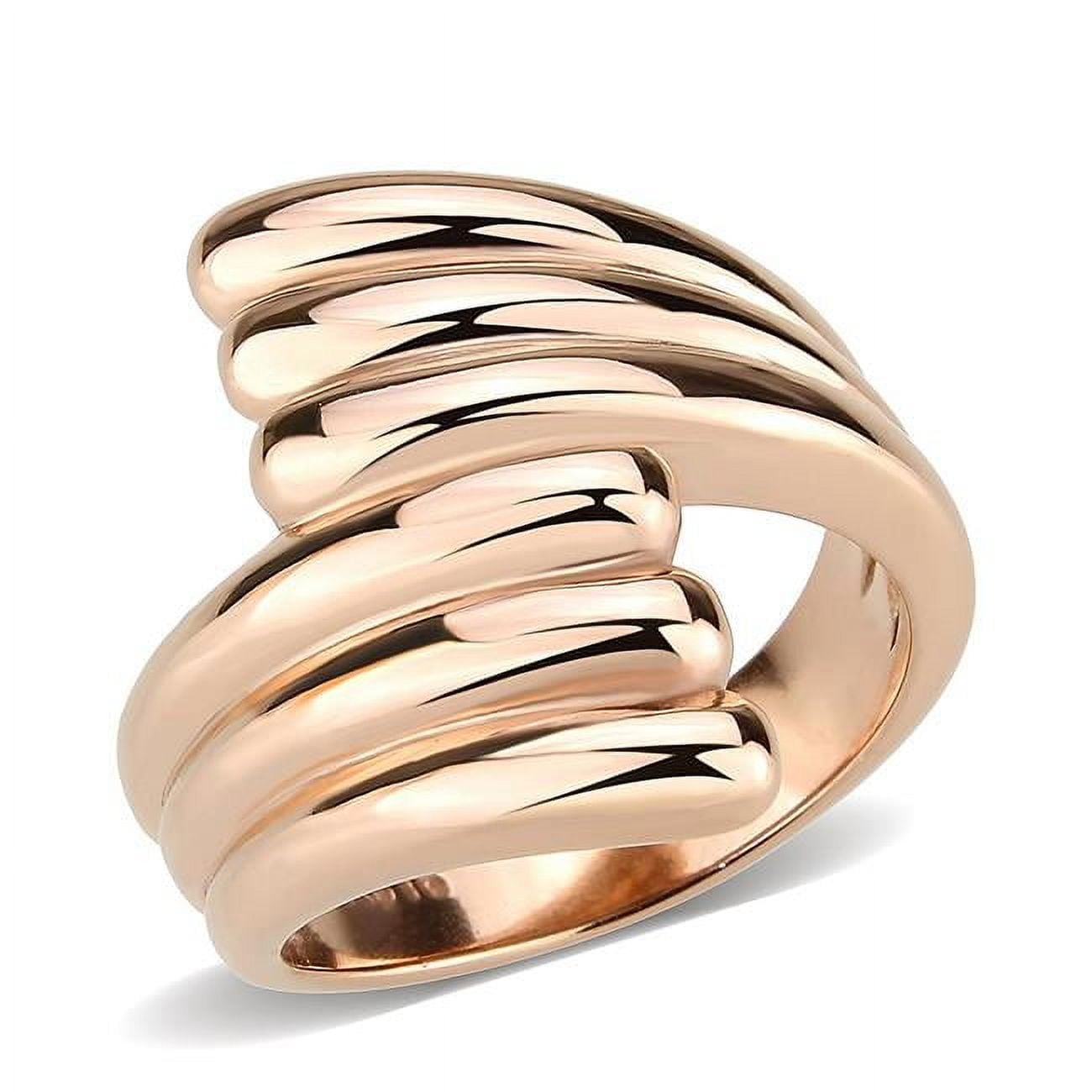 IP Rose Gold Ion Plating Stainless Steel Ring with No Stone, Size 9