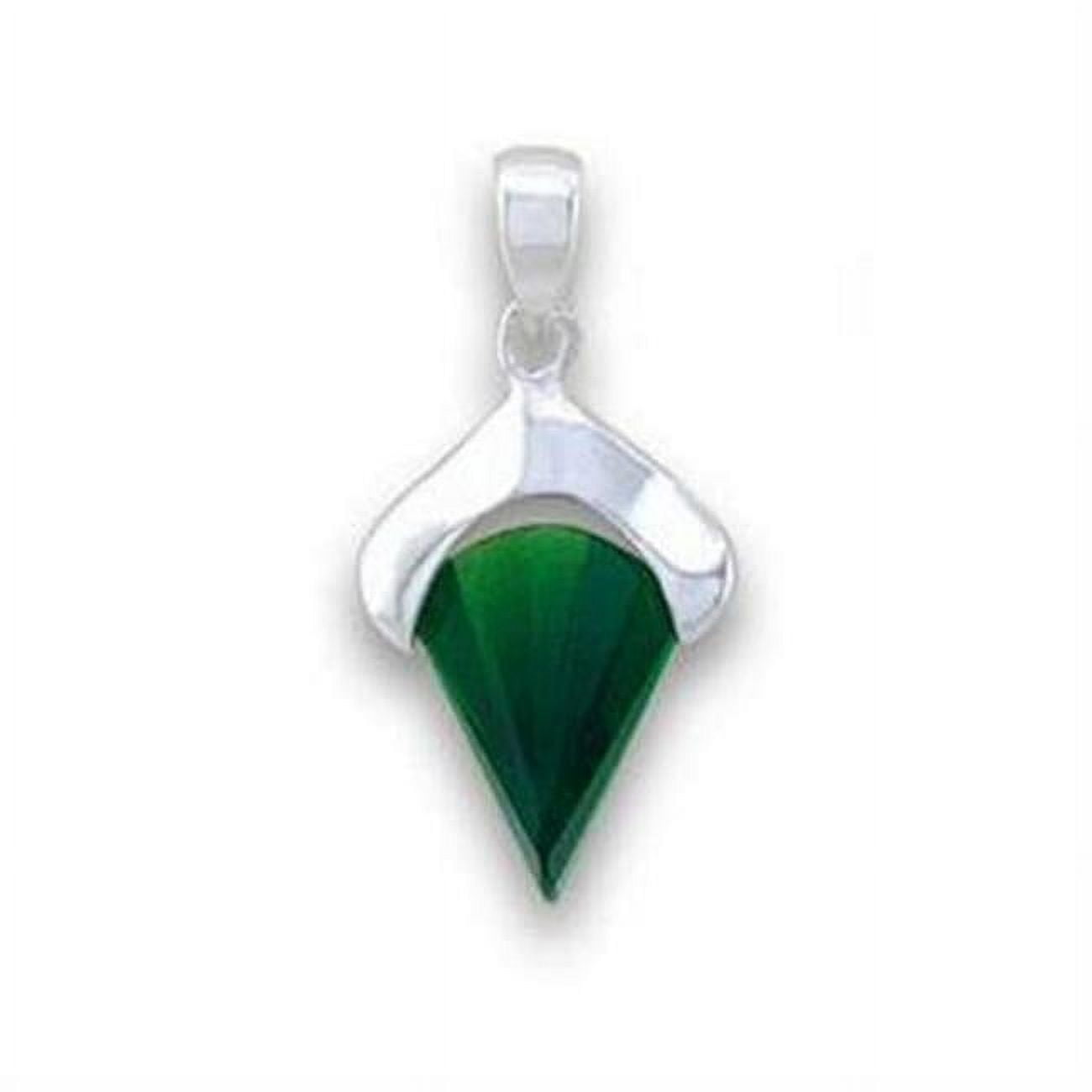 Picture of Alamode LOA564 Silver 925 Sterling Silver Pendant with Synthetic Glass&#44; Emerald